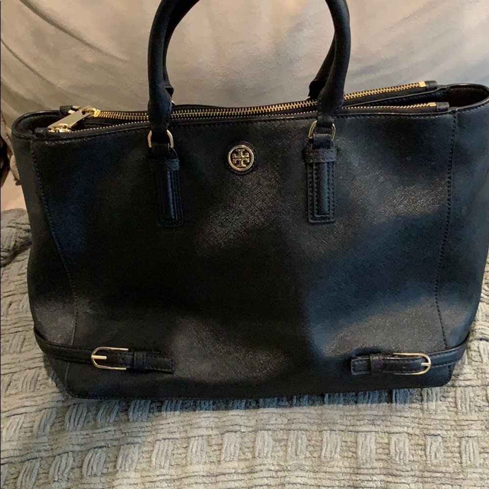 Tory Burch Robinson Saffiano Leather Black Tote
